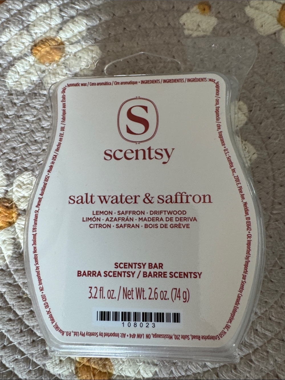 Scentsy Salt Water & Saffron Wax Bar